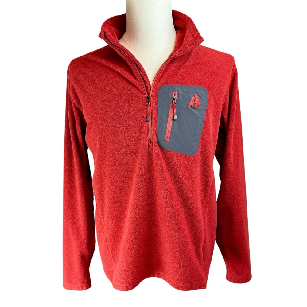 EDDIE BAUER Red First Ascent 1/4 Zip Fleece Shirt Jacket Pullover Sz L Hiking